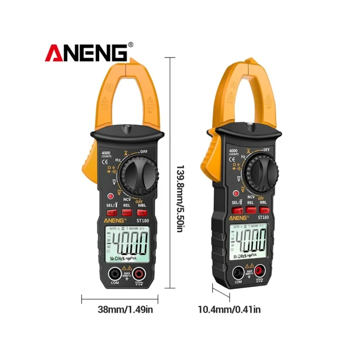 Цифровой мультиметр ANENG ST180 с токовыми клещами для точных измерений.
